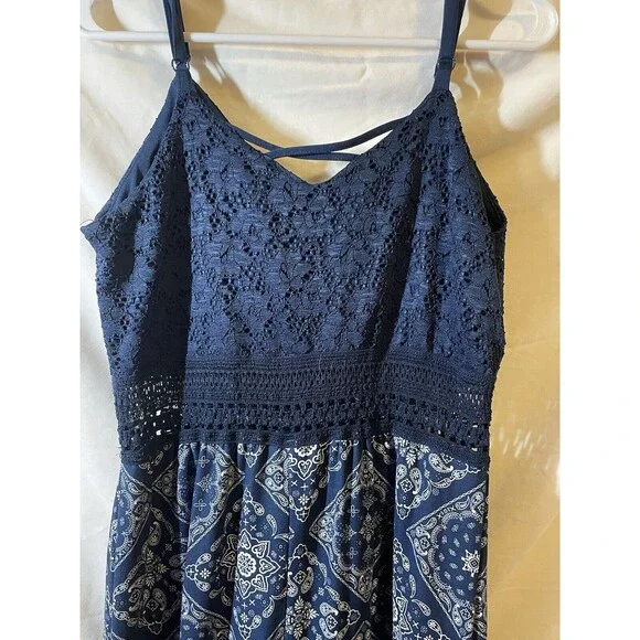 No Boundaries Romper Navy Blue Xl 15-17 One Piece - Picture 6 of 7